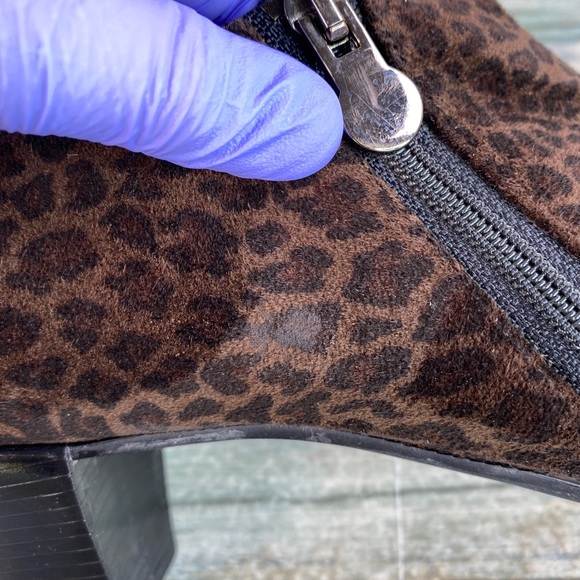 Munro Womens Brown Leopard Print Fabric Zip Up Booties - Picture 12 of 14